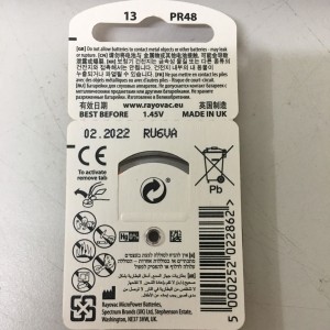 Pin máy trợ thính 13 Rayovac PR48 (vỉ 6 viên)